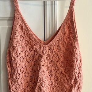 Zara Coral Textured Knit Sleeveless Tank